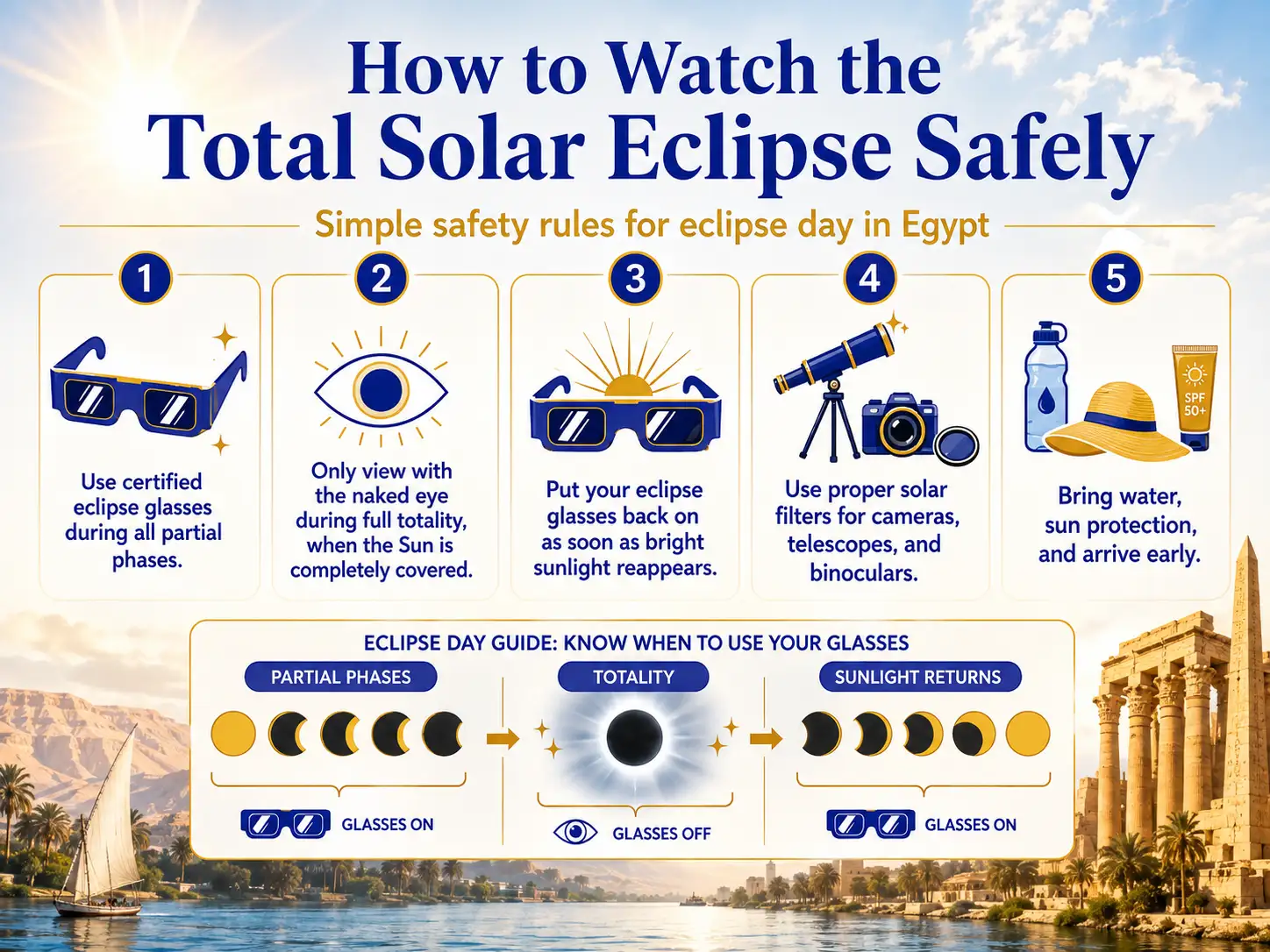 How to safely watch the 2027 total solar eclipse in Egypt